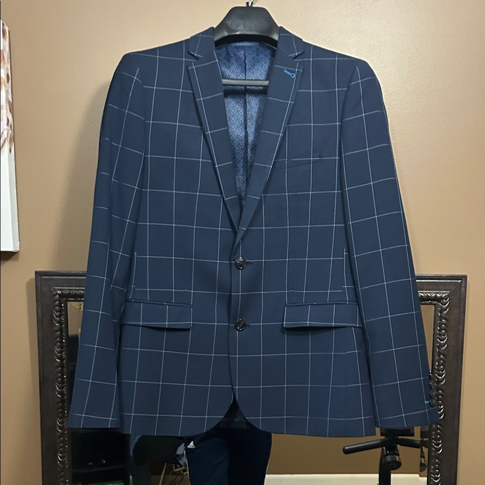 Men's Navy Windowpane Blazer
